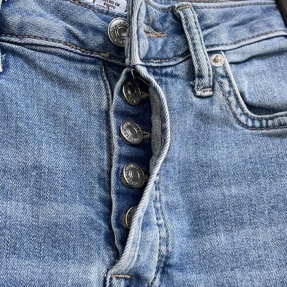 Forever 21 SZ 24 Skinny Jean Distressed High-Rise Button-Fly Stretch Light Wash - Picture 7 of 9